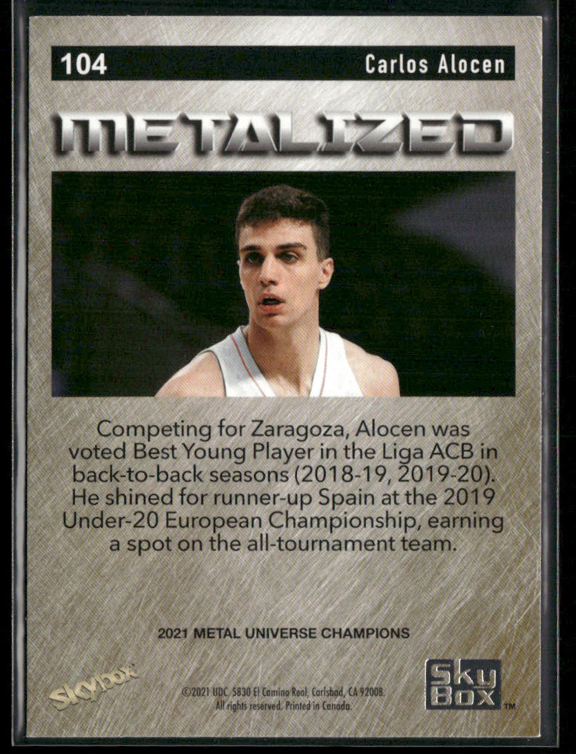 Carlos Alocen 2021 SkyBox Metal Universe Champions #104 back