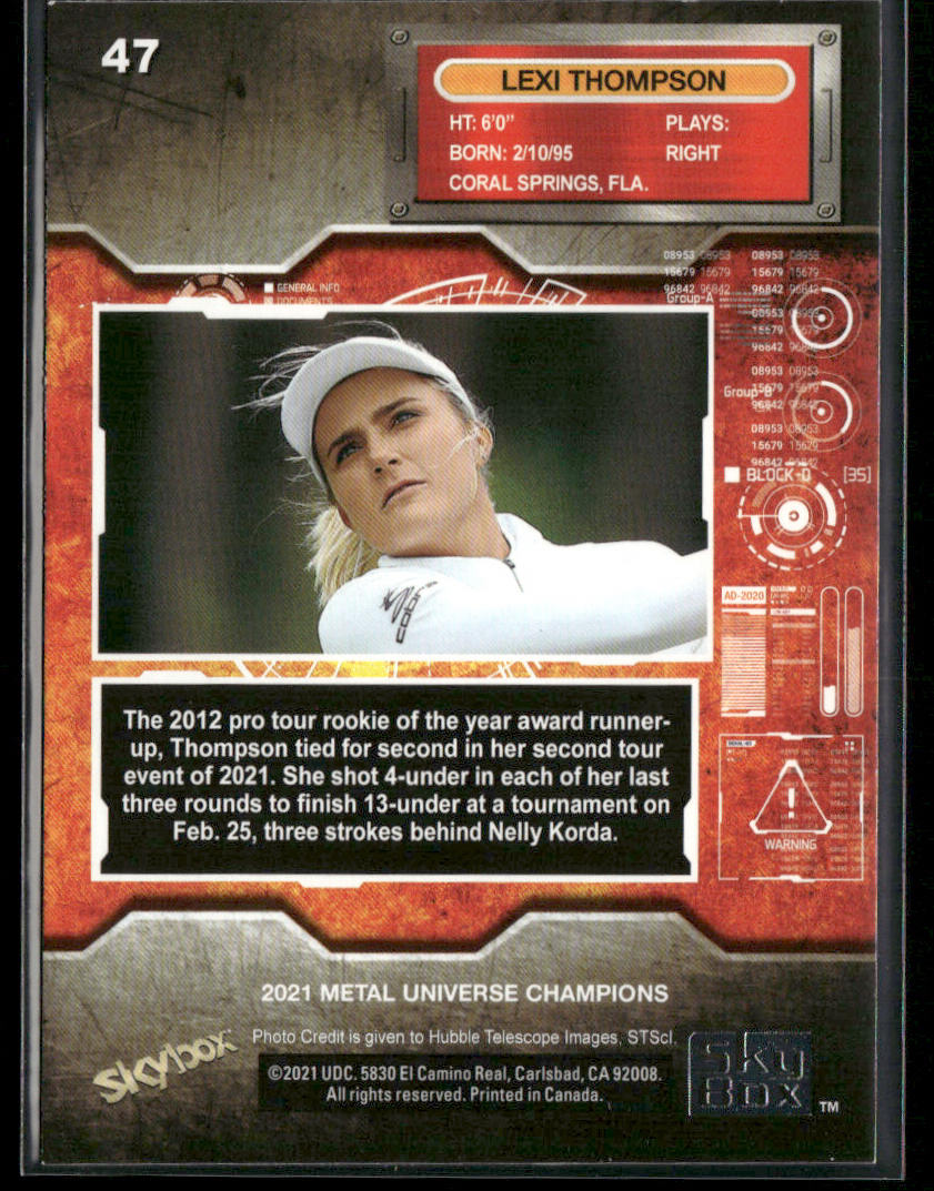 Lexi Thompson 2021 SkyBox Metal Universe Champions #47 back