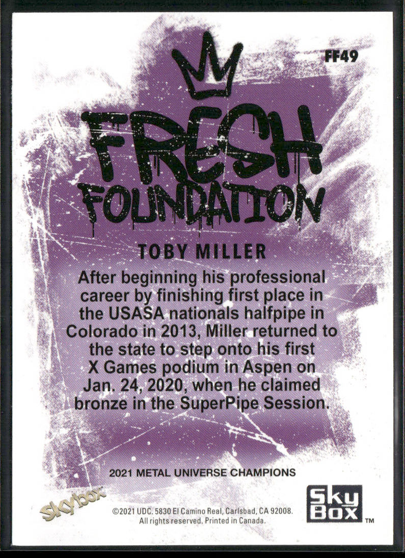 Toby Miller 2021 SkyBox Metal Universe Champions Fresh Foundation #FF49
