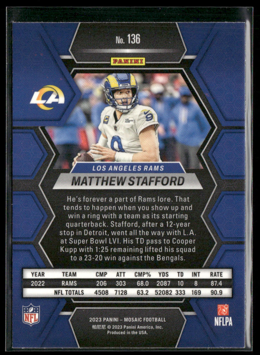 Matthew Stafford 2023 Panini Mosaic #136 Los Angeles Rams