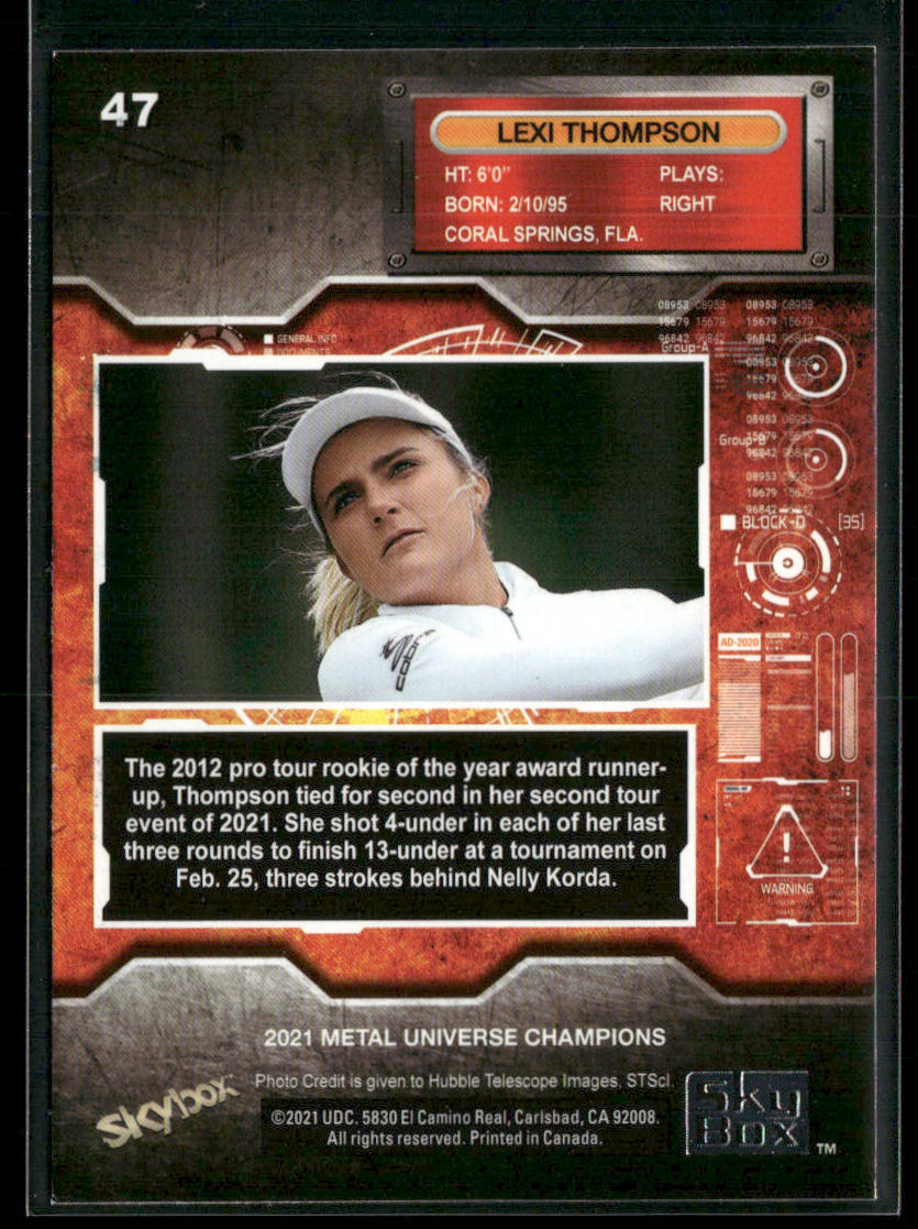 Lexi Thompson 2021 SkyBox Metal Universe Champions #47 back