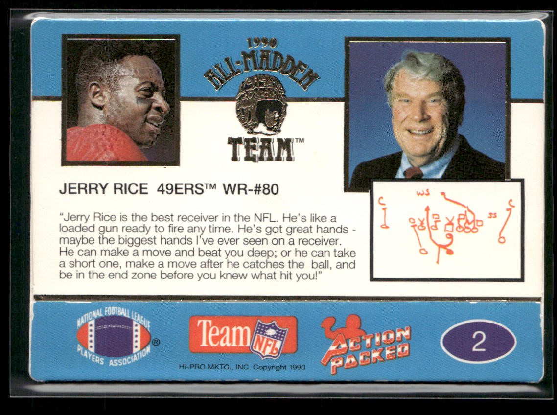Jerry Rice 1990 Action Packed All-Madden #2 San Francisco 49ers