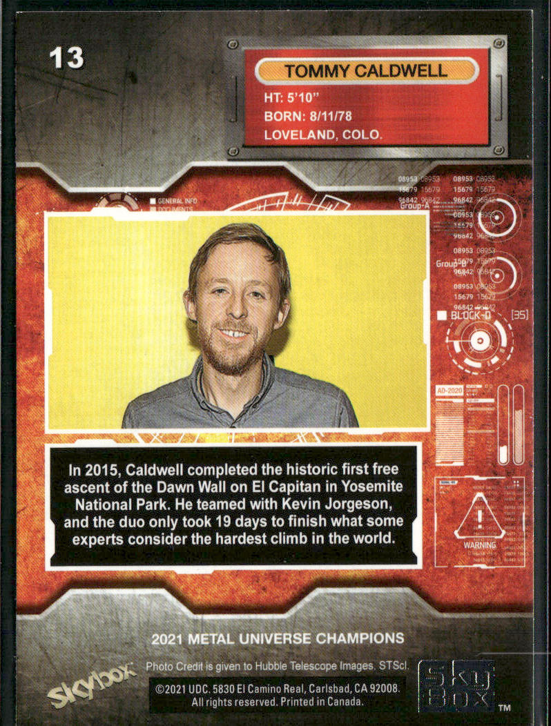 Tommy Caldwell 2021 SkyBox Metal Universe Champions #13 back