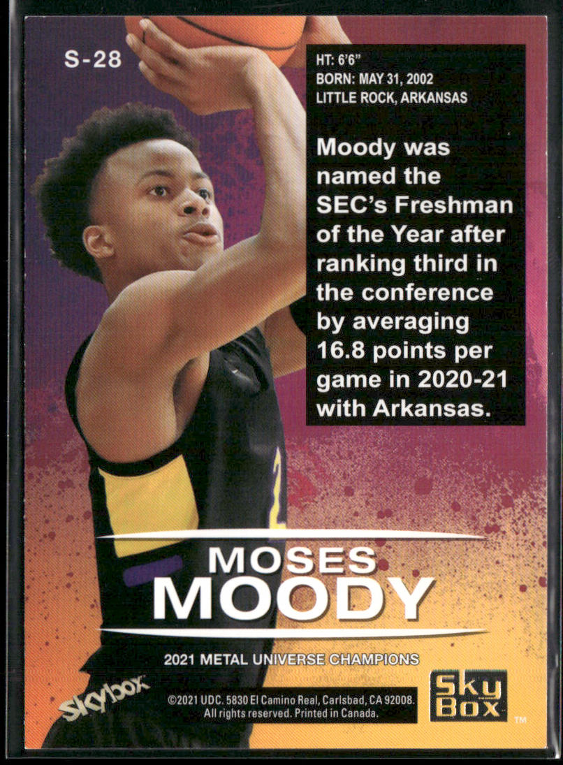 Moses Moody 2021 SkyBox Metal Universe Champions Skybox Premium Gold #S-28