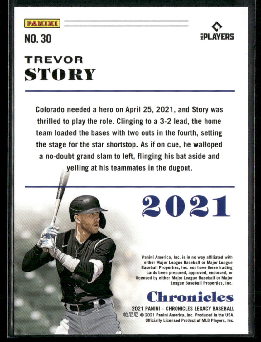 Trevor Story 2021 Panini Chronicles Chronicles #30 Colorado Rockies