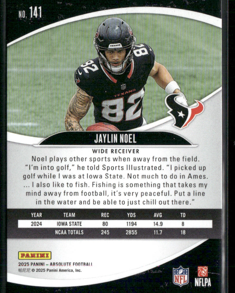 Jaylin Noel 2025 Panini Absolute Countdown Calendar #141 Houston Texans