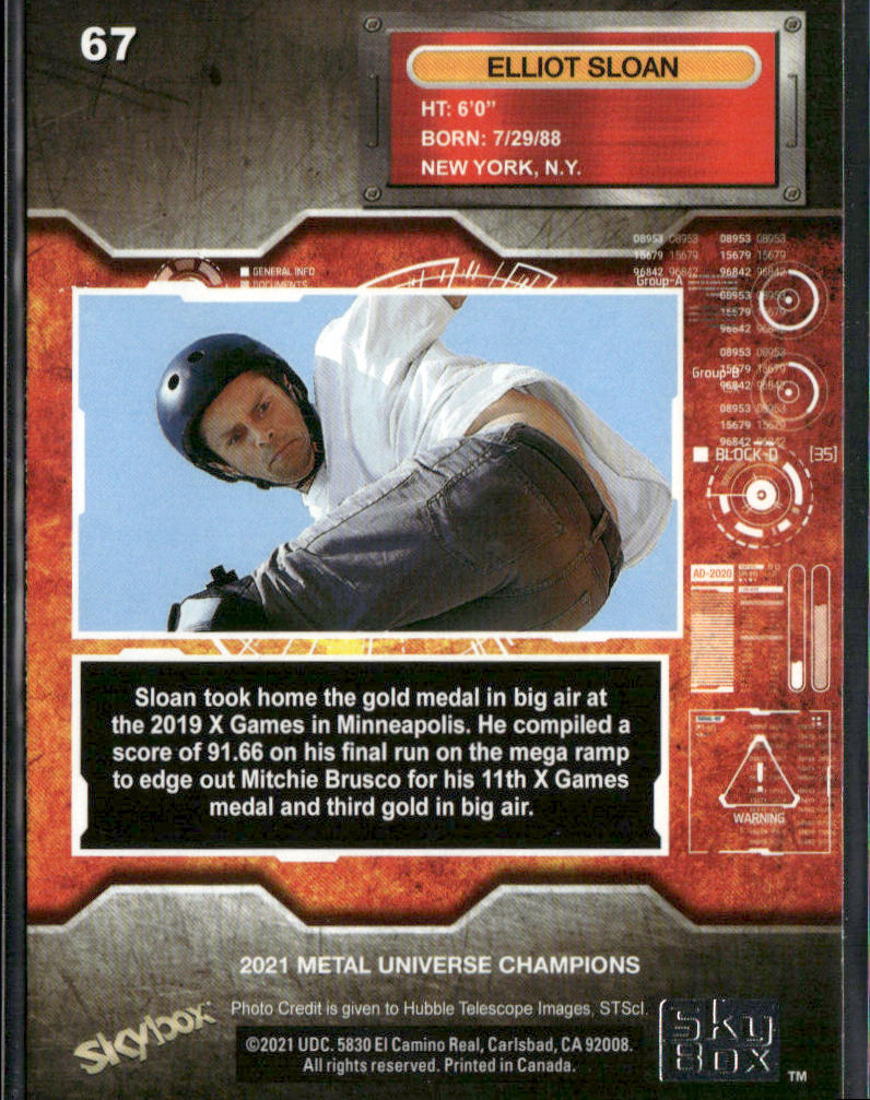 Elliot Sloan 2021 SkyBox Metal Universe Champions #67