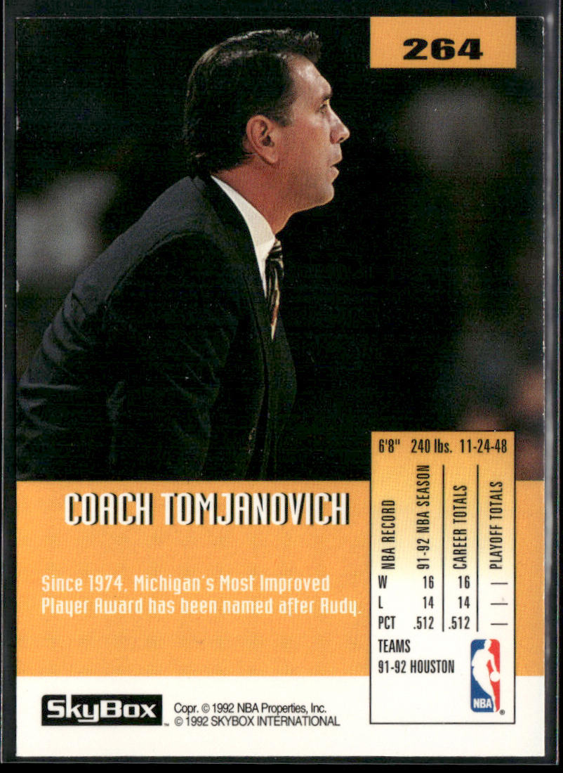 Rudy Tomjanovich 1992-93 SkyBox #264 Houston Rockets