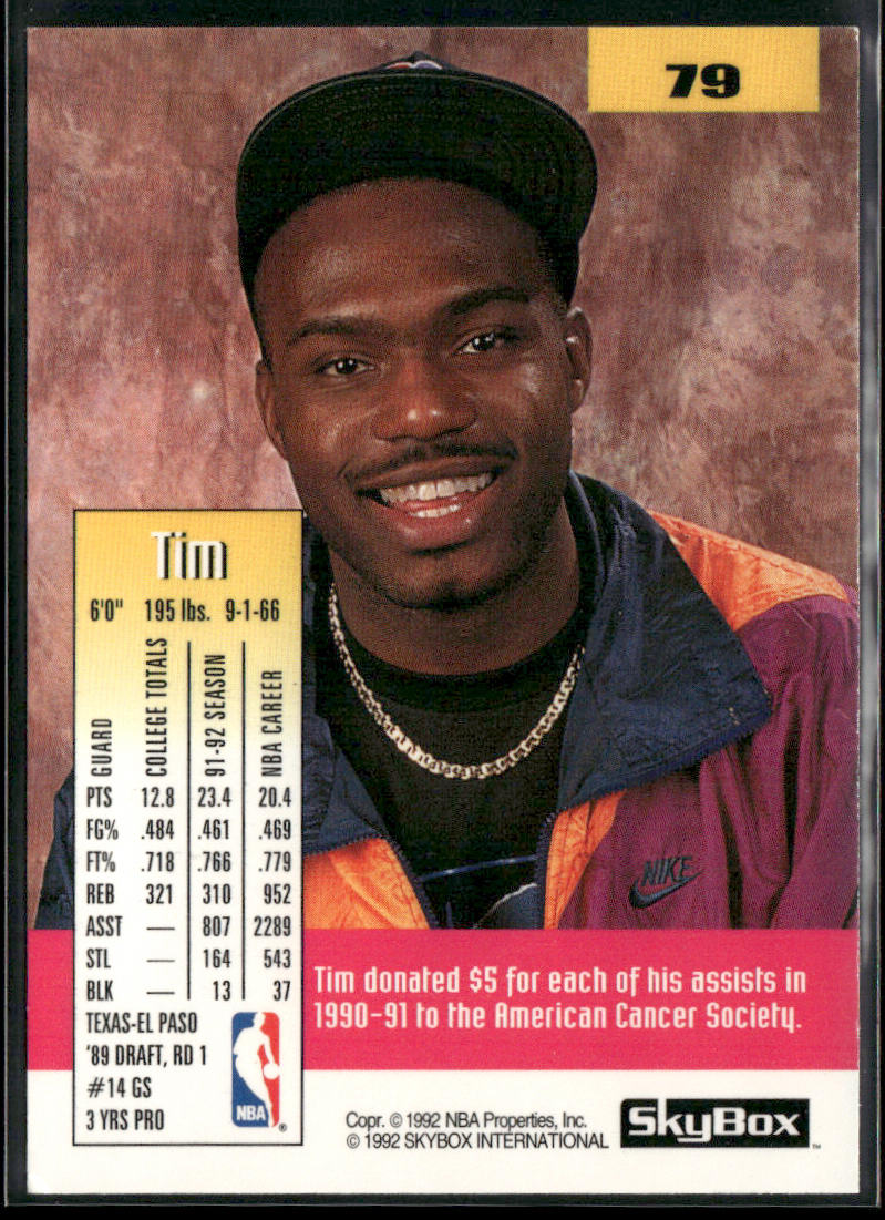 Tim Hardaway 1992-93 SkyBox #79 Golden State Warriors