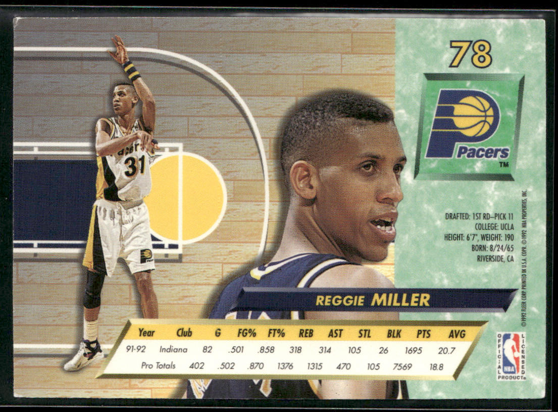 Reggie Miller 1992-93 Ultra #78 Indiana Pacers