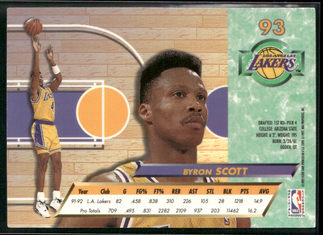 Byron Scott 1992-93 Ultra #93 Los Angeles Lakers