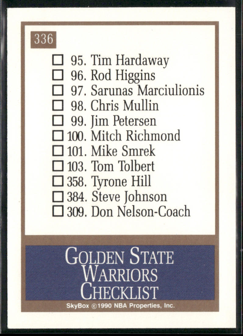 Golden State Warriors Logo/Checklist CL 1990-91 SkyBox #336