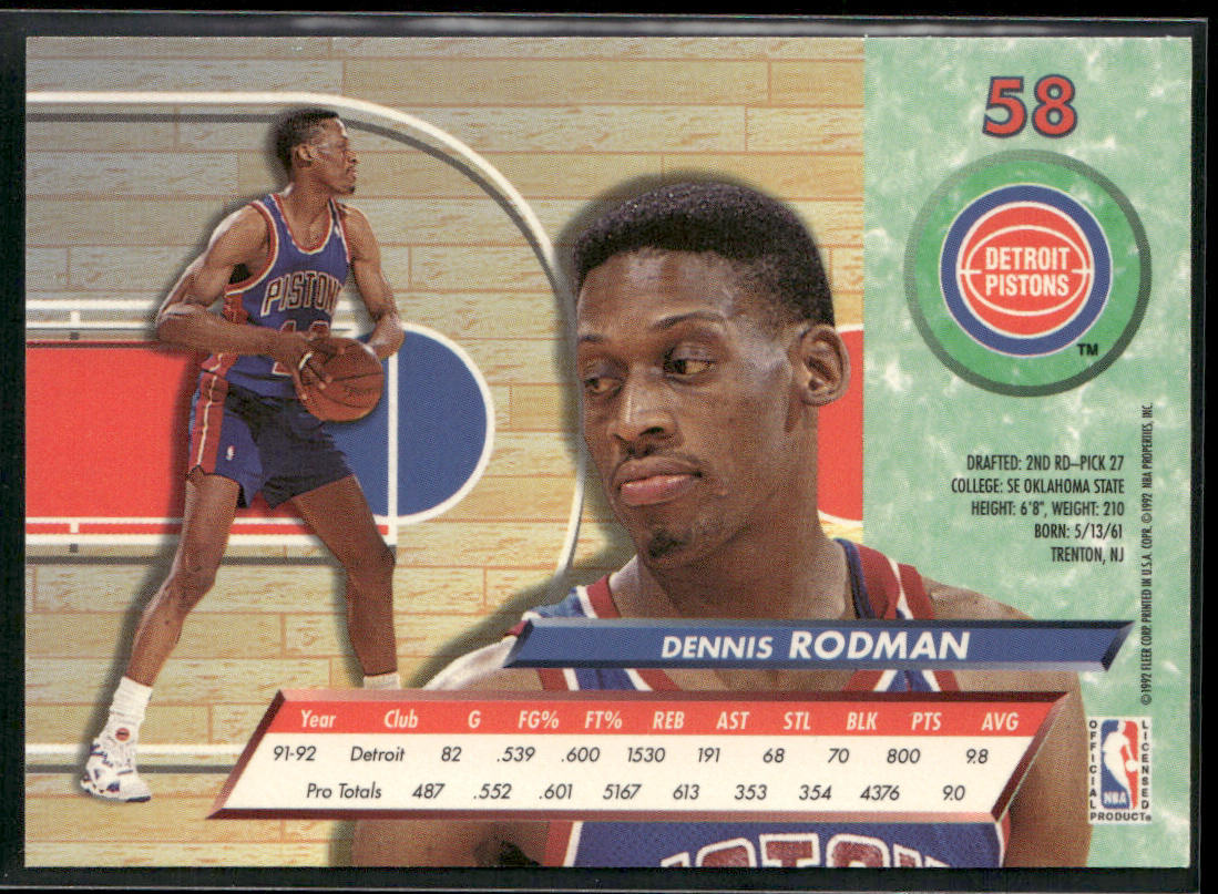 Dennis Rodman 1992-93 Ultra #58 Detroit Pistons