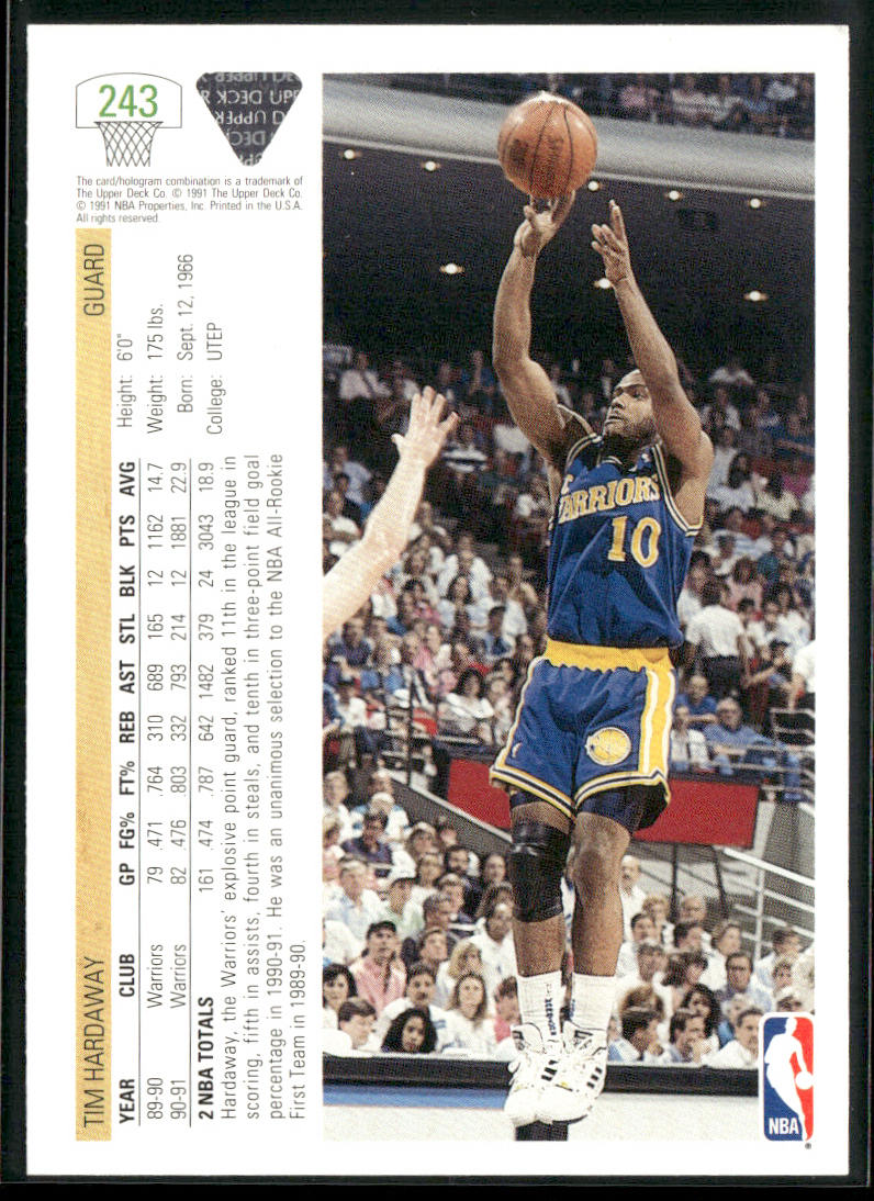 Tim Hardaway 1991-92 Upper Deck #243 Golden State Warriors