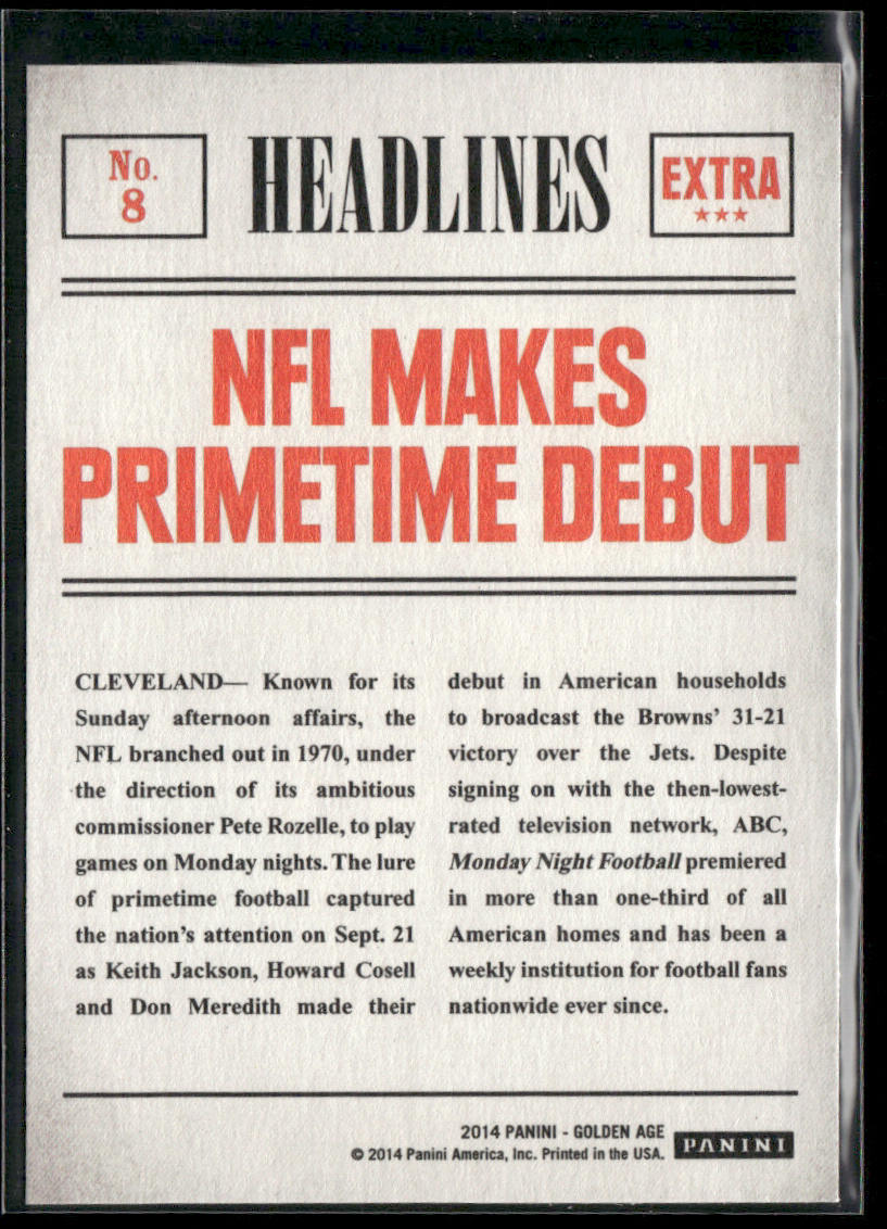 Monday Night Football 2014 Panini Golden Age Headlines #8