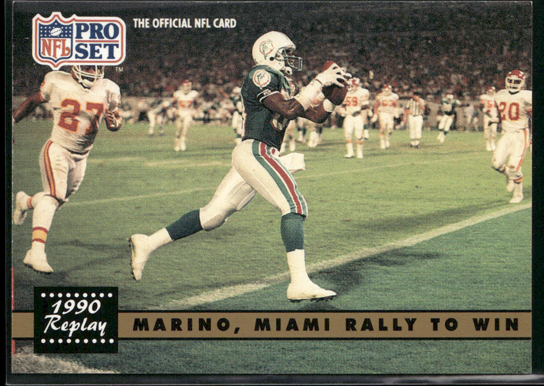 Marino, Miami Rally To Win 1991 Pro Set #340a Miami Dolphins
