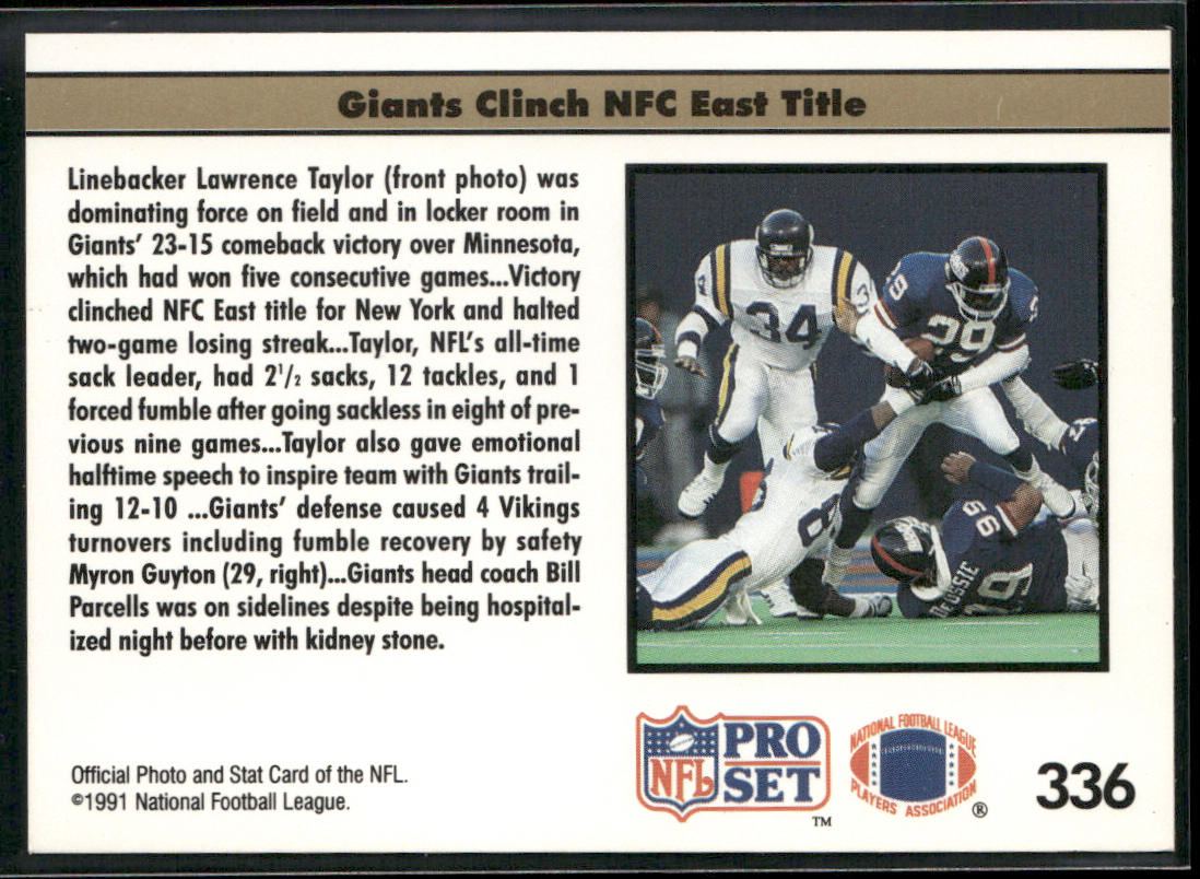 Taylor Sacks Vikings 1991 Pro Set #336 New York Giants