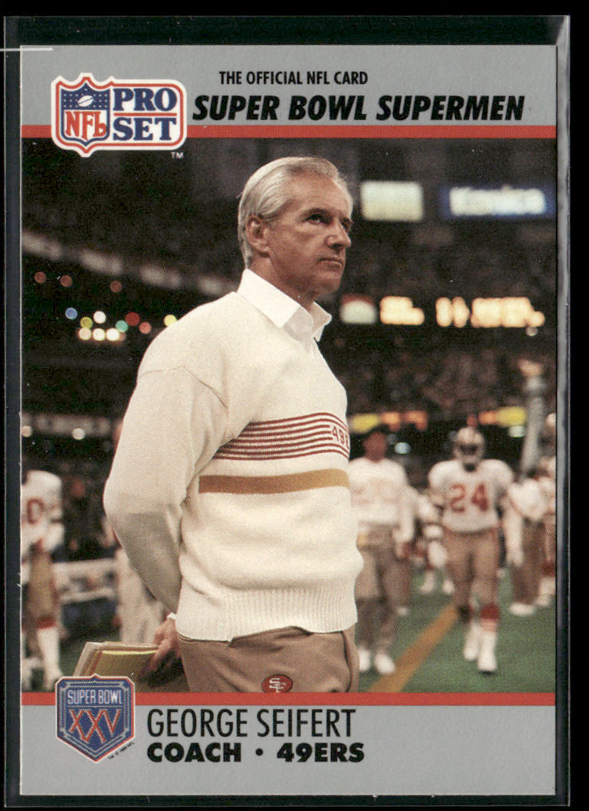 George Seifert 1990-91 Pro Set Super Bowl XXV Silver #131 San Francisco 49ers