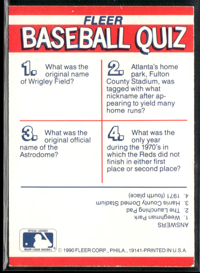 NL: Braves / Cubs / Reds / Astros 1990 Fleer Action Series Team Stickers #