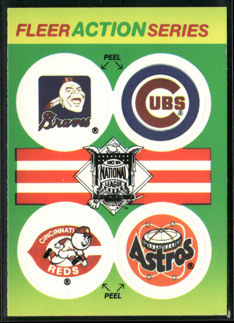 NL: Braves / Cubs / Reds / Astros 1990 Fleer Action Series Team Stickers #