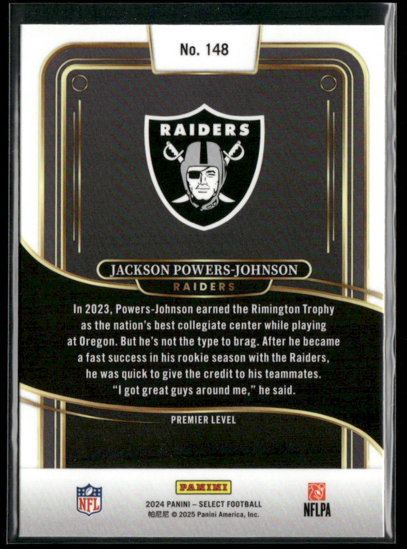 Jackson Powers-Johnson 2024 Panini Select #148 RC Raiders