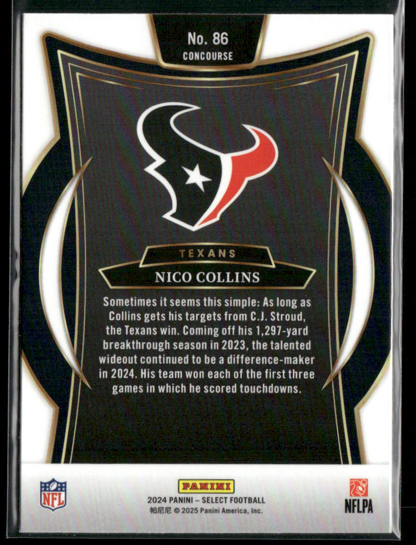 Nico Collins 2024 Panini Select #86 Houston Texans