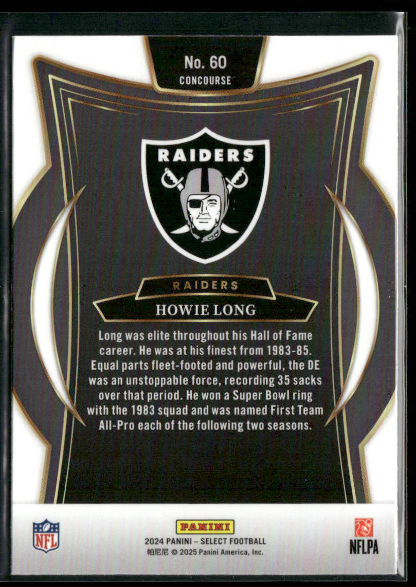 Howie Long 2024 Panini Select #60 Los Angeles Raiders