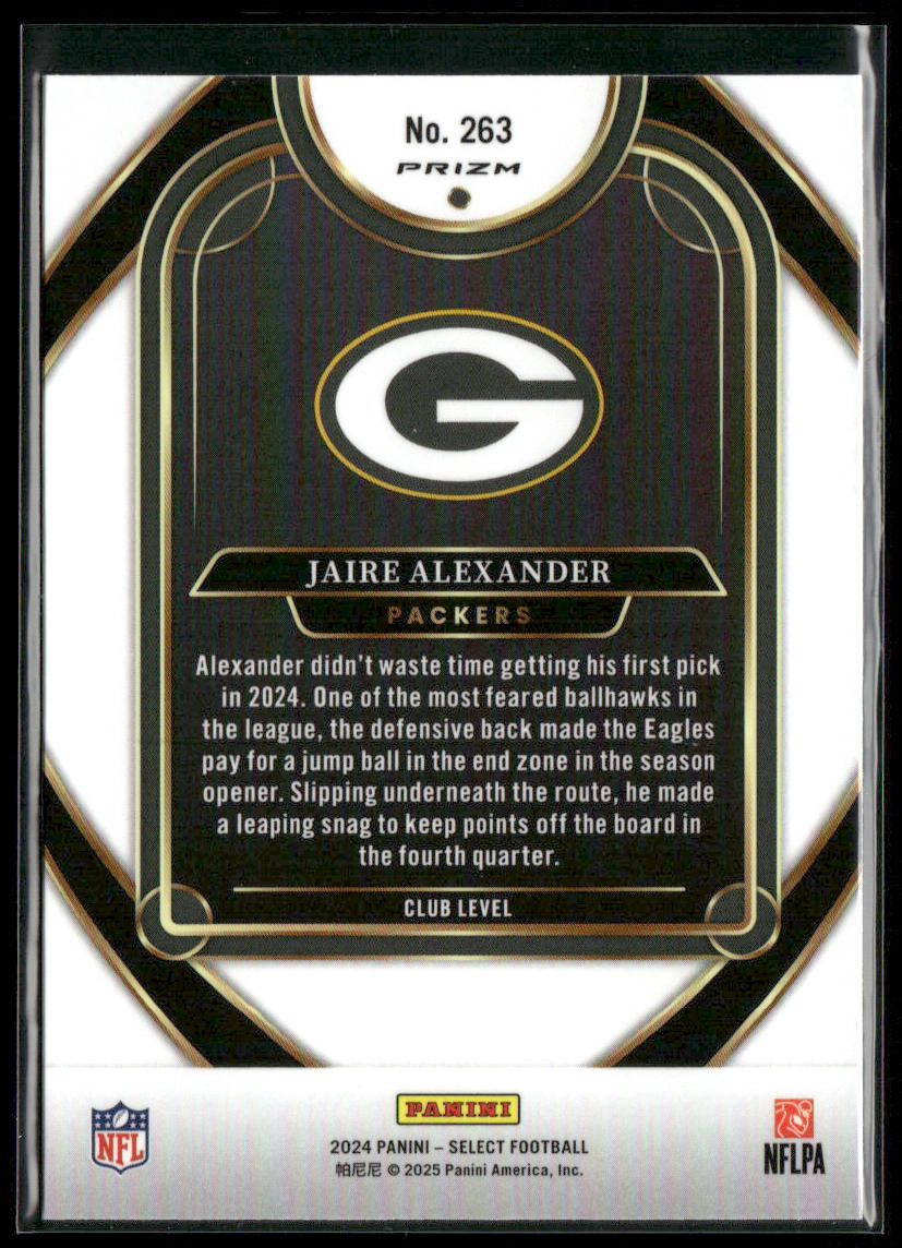 Jaire Alexander 2024 Panini Select Red & Yellow Prizm Shock #263 Packers