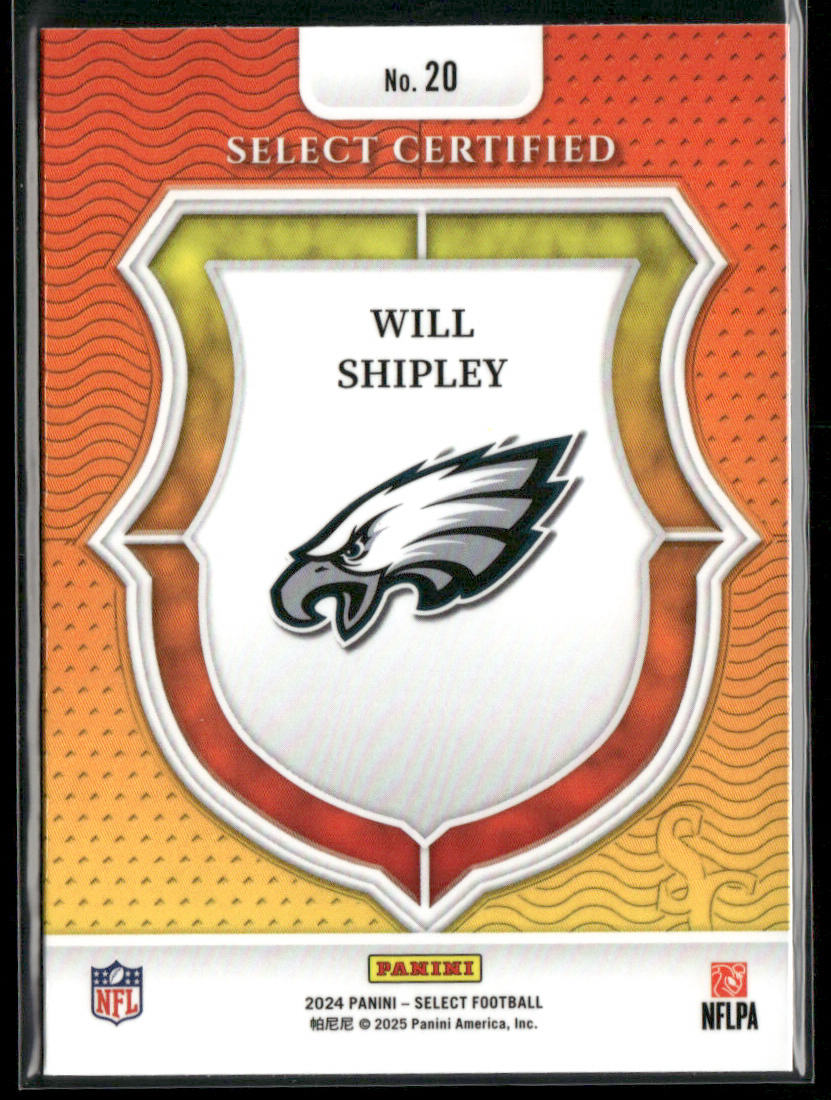 Will Shipley 2024 Panini Select Select Certified Rookies #20 Philadelphia Eagles