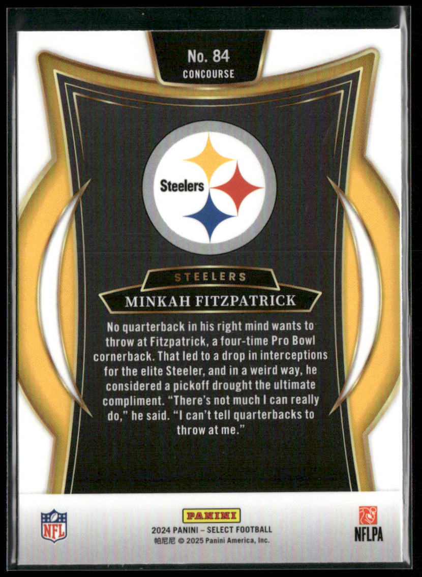 Minkah Fitzpatrick 2024 Panini Select #84 Pittsburgh Steelers back