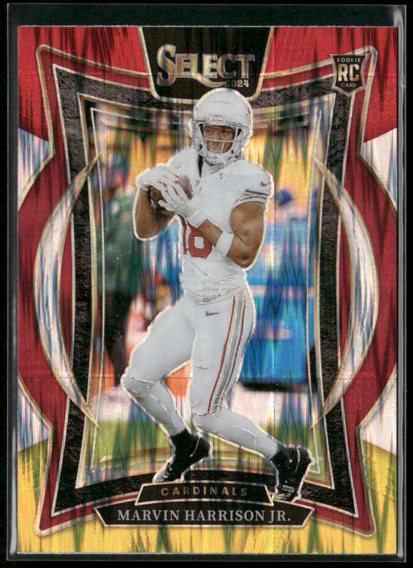 Marvin Harrison Jr. 2024 Panini Select Red & Yellow Prizm Shock #28 RC Cardinals