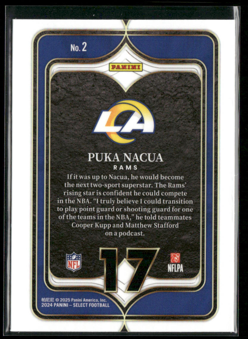 Puka Nacua 2024 Panini Select Select Numbers #2 Los Angeles Rams