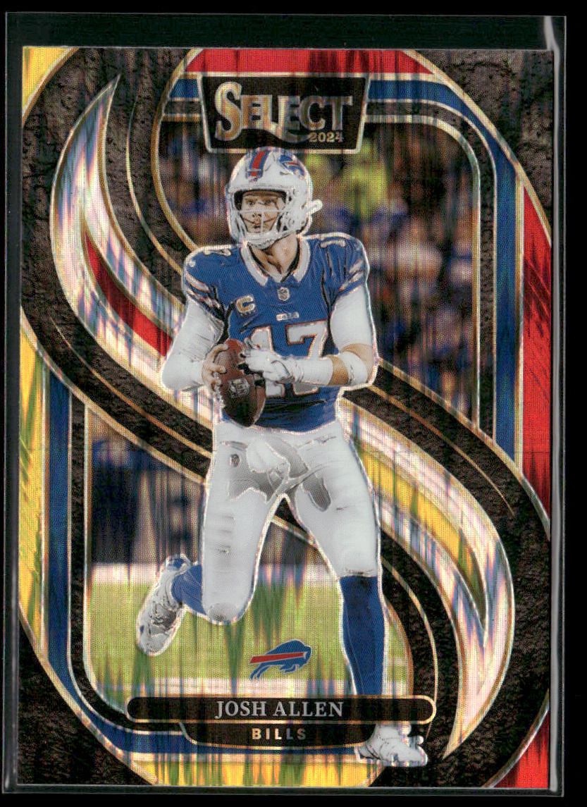 Josh Allen 2024 Panini Select Red & Yellow Prizm Shock #122 Buffalo Bills