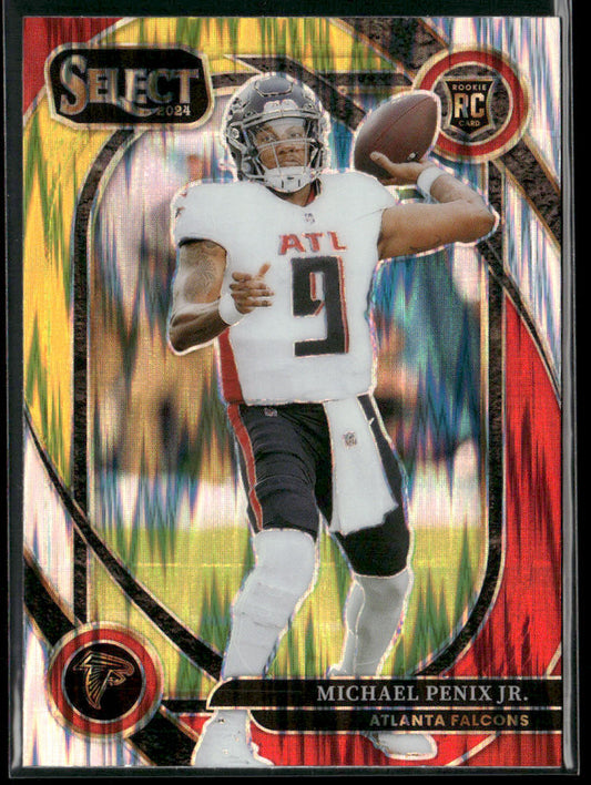 Michael Penix Jr. 2024 Panini Select Red & Yellow Prizm Shock #235 RC Falcons