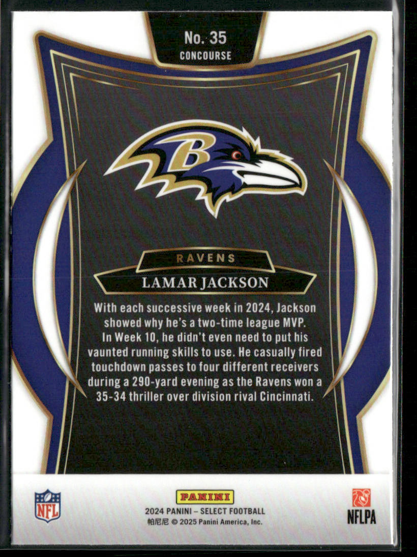Lamar Jackson 2024 Panini Select #35 Baltimore Ravens back
