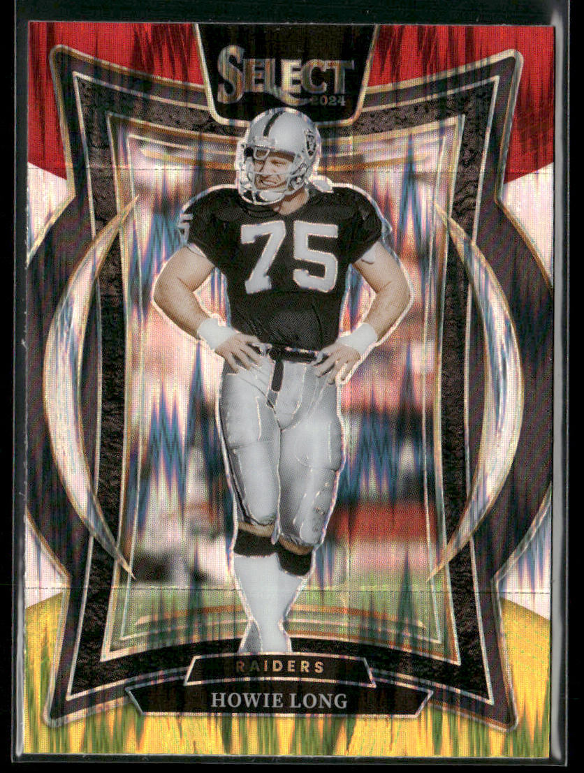Howie Long 2024 Panini Select Red & Yellow Prizm Shock #60 Los Angeles Raiders