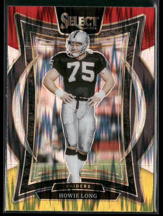 Howie Long 2024 Panini Select Red & Yellow Prizm Shock #60 Los Angeles Raiders