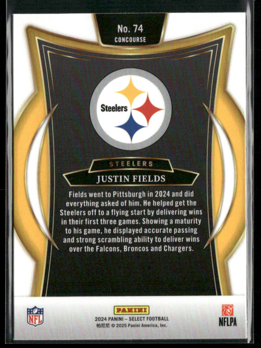 Justin Fields 2024 Panini Select #74 Pittsburgh Steelers back