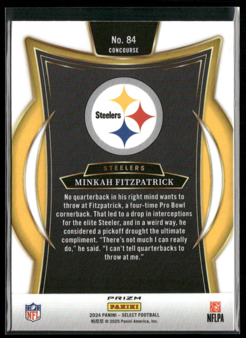Minkah Fitzpatrick 2024 Panini Select Red & Yellow Prizm Shock #84 Steelers