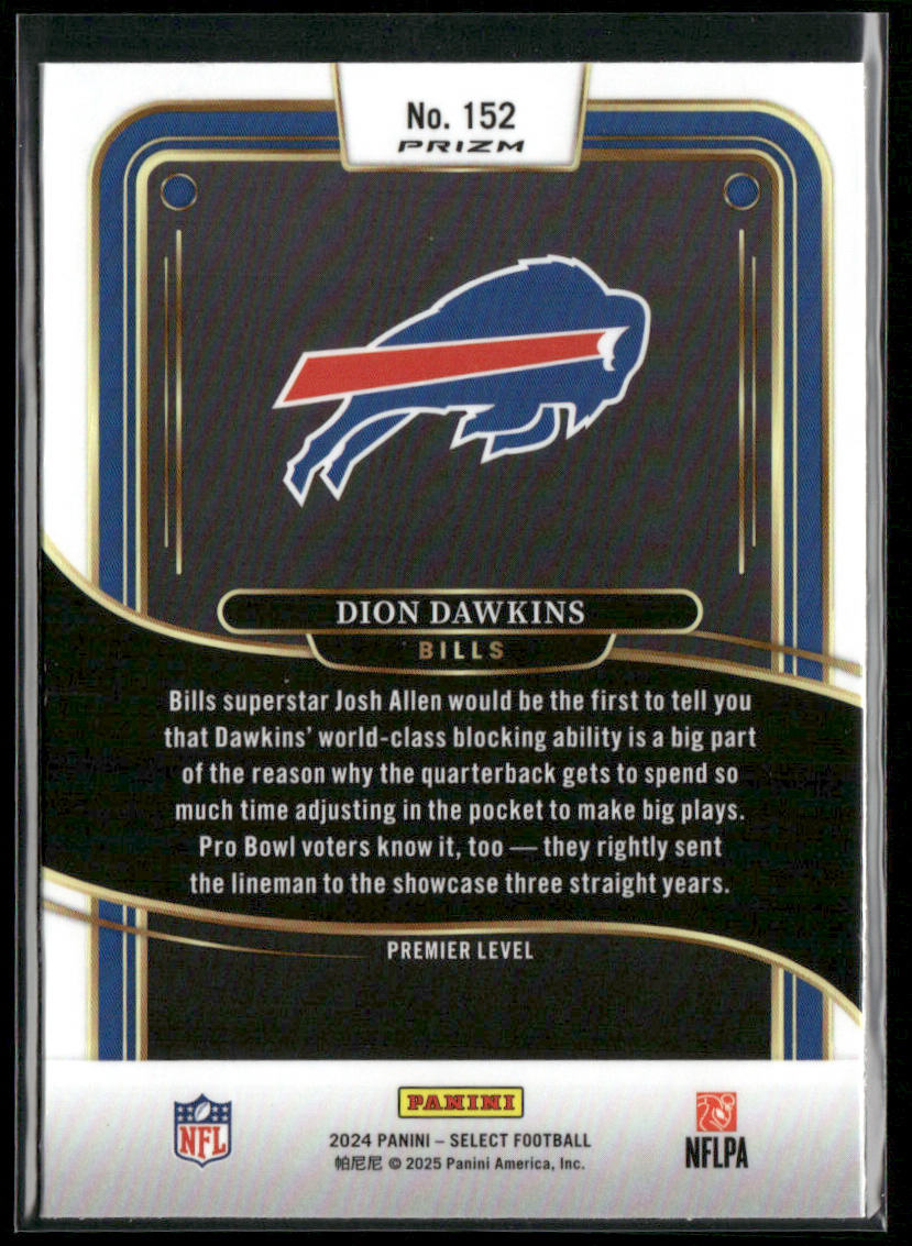 Dion Dawkins 2024 Panini Select Red & Yellow Prizm Shock #152 Buffalo Bills