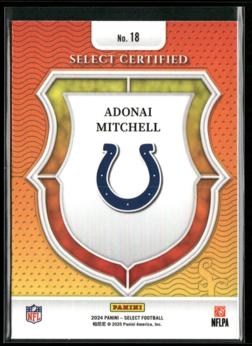 Adonai Mitchell 2024 Panini Select Select Certified Rookies #18 Colts
