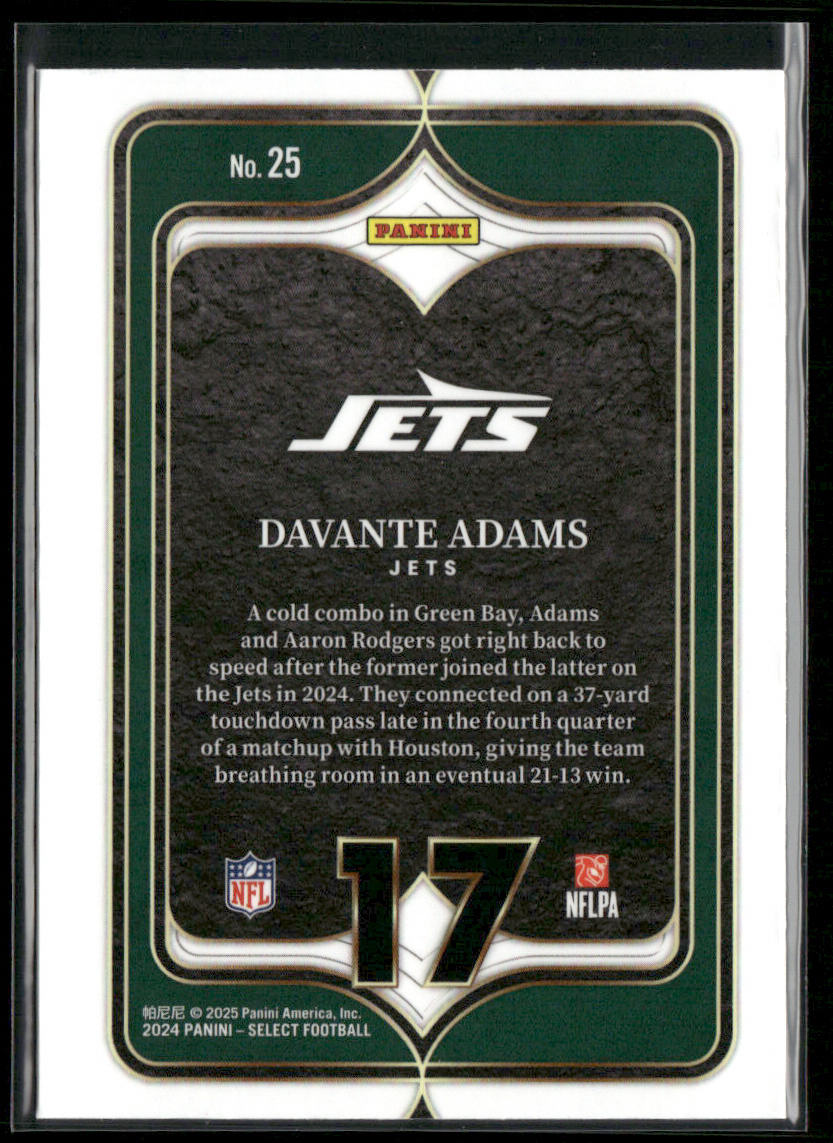 Davante Adams 2024 Panini Select Select Numbers #25 New York Jets