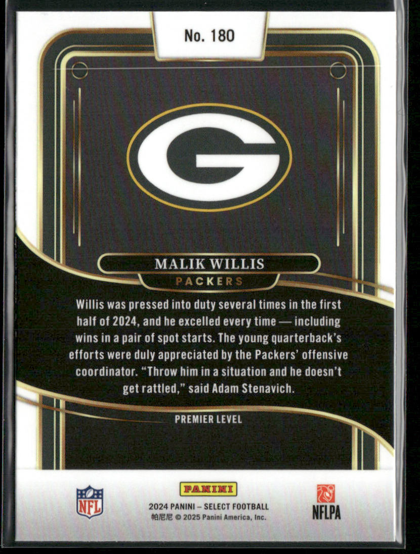 Malik Willis 2024 Panini Select #180 Green Bay Packers