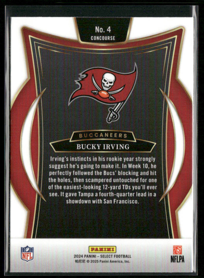 Bucky Irving 2024 Panini Select #4 RC Tampa Bay Buccaneers