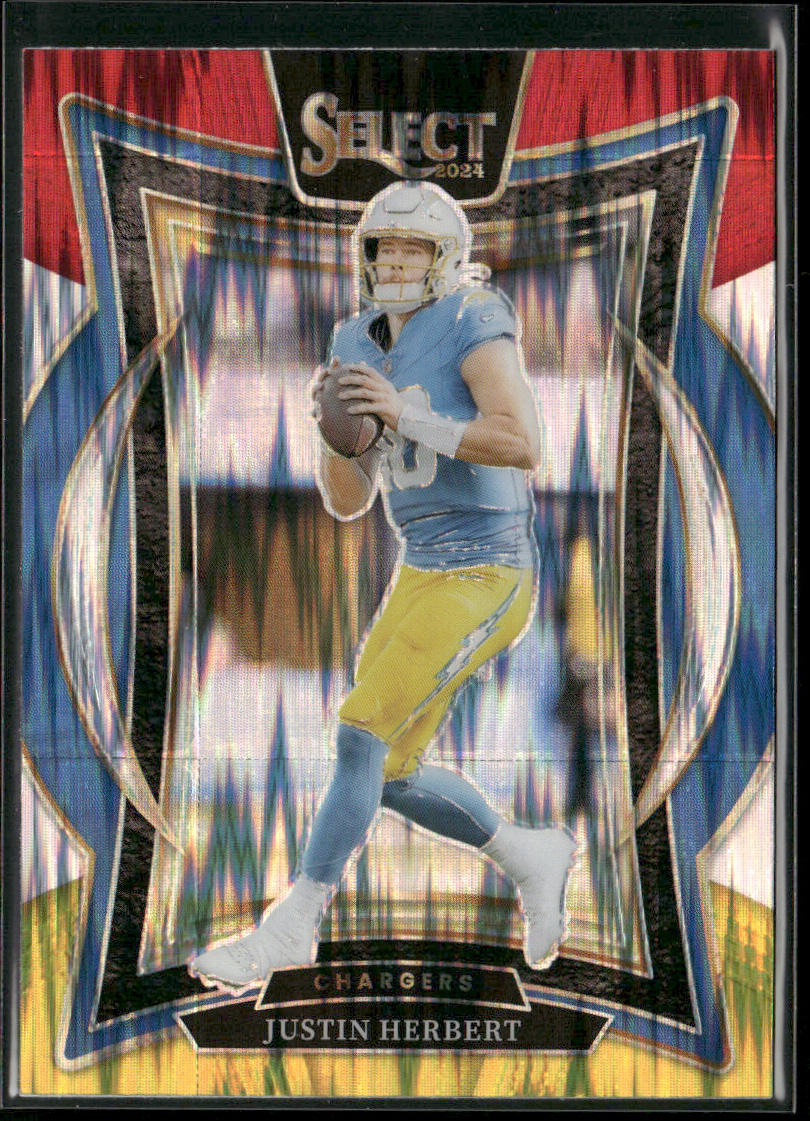 Justin Herbert 2024 Panini Select Red & Yellow Prizm Shock #41 Chargers