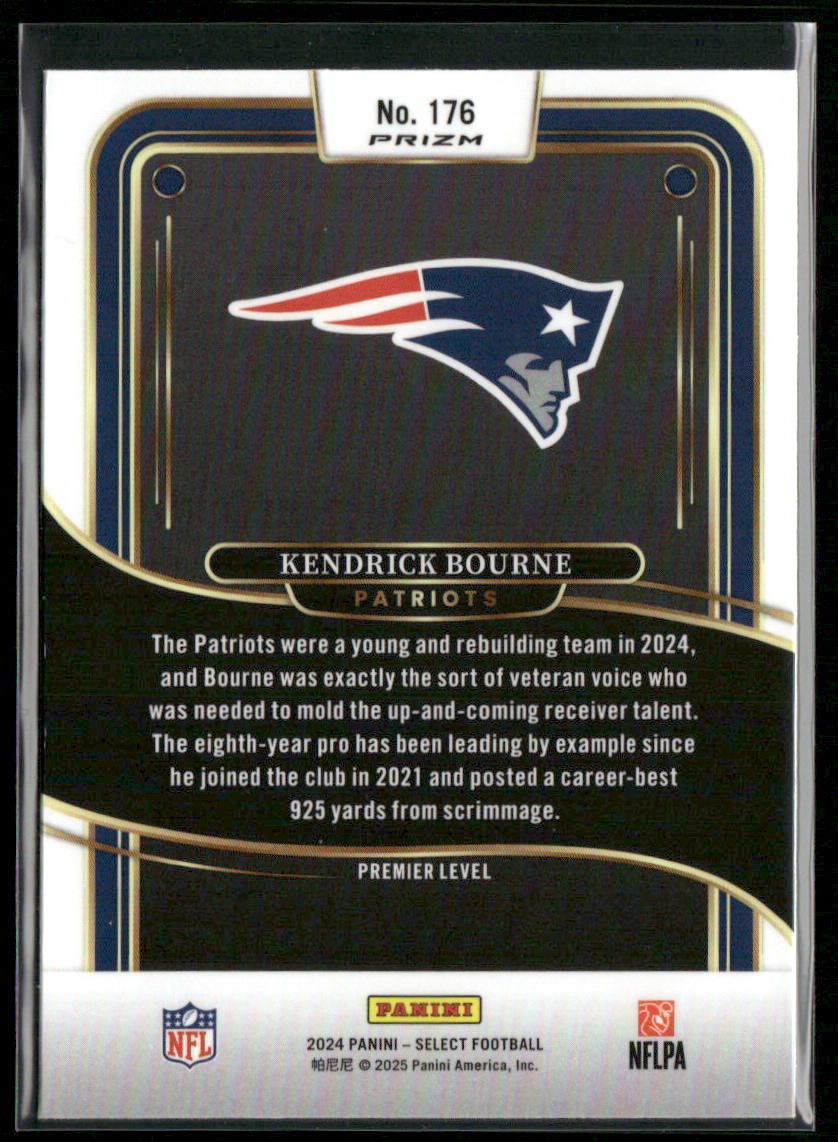 Kendrick Bourne 2024 Panini Select Red & Yellow Prizm Shock #176 Patriots