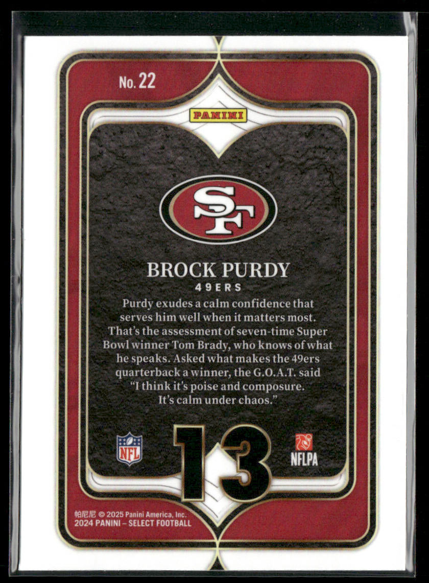 Brock Purdy 2024 Panini Select Select Numbers #22 San Francisco 49ers