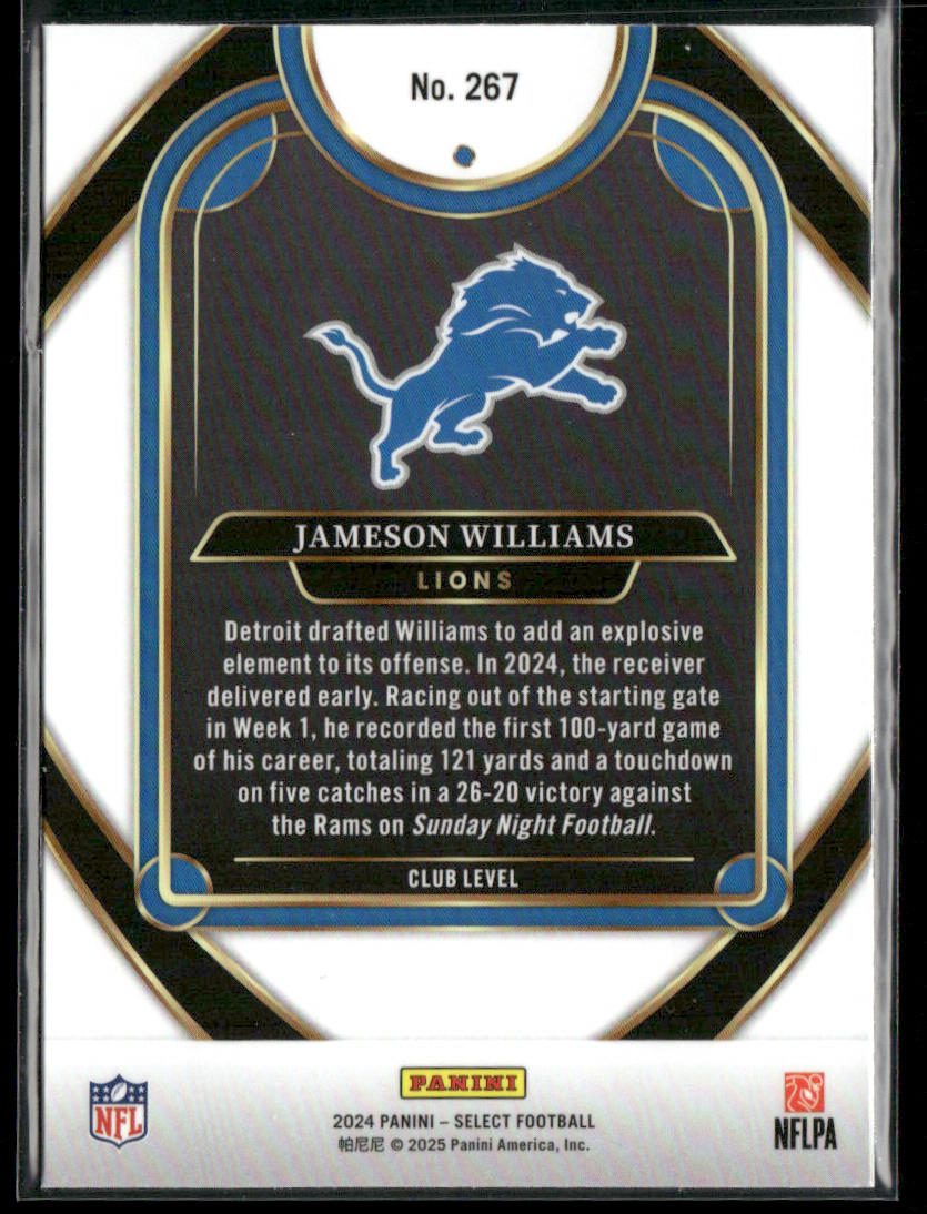 Jameson Williams 2024 Panini Select #267 Detroit Lions