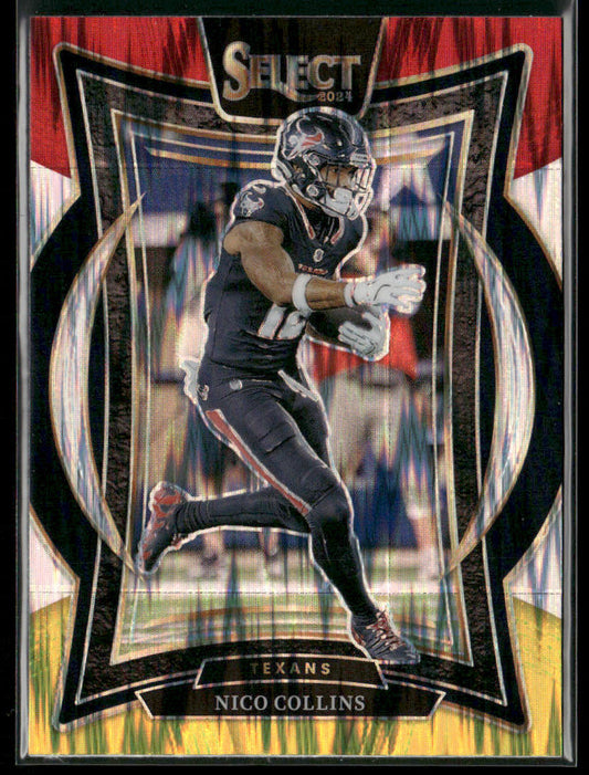 Nico Collins 2024 Panini Select Red & Yellow Prizm Shock #86 Houston Texans