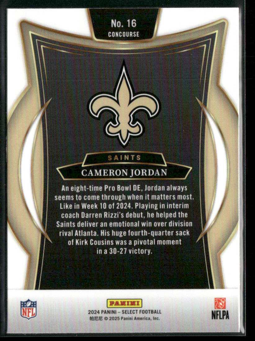 Cameron Jordan 2024 Panini Select #16 New Orleans Saints